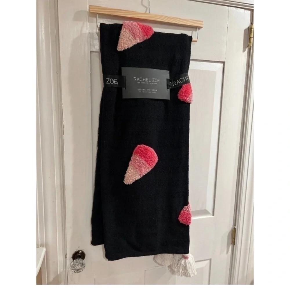 Rachel Zoe Pink Candy Corn Blanket NEW Throw Viral TikTok Tok Halloween Black